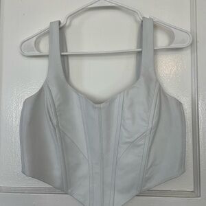 Light Gray Faux Leather Corset Top